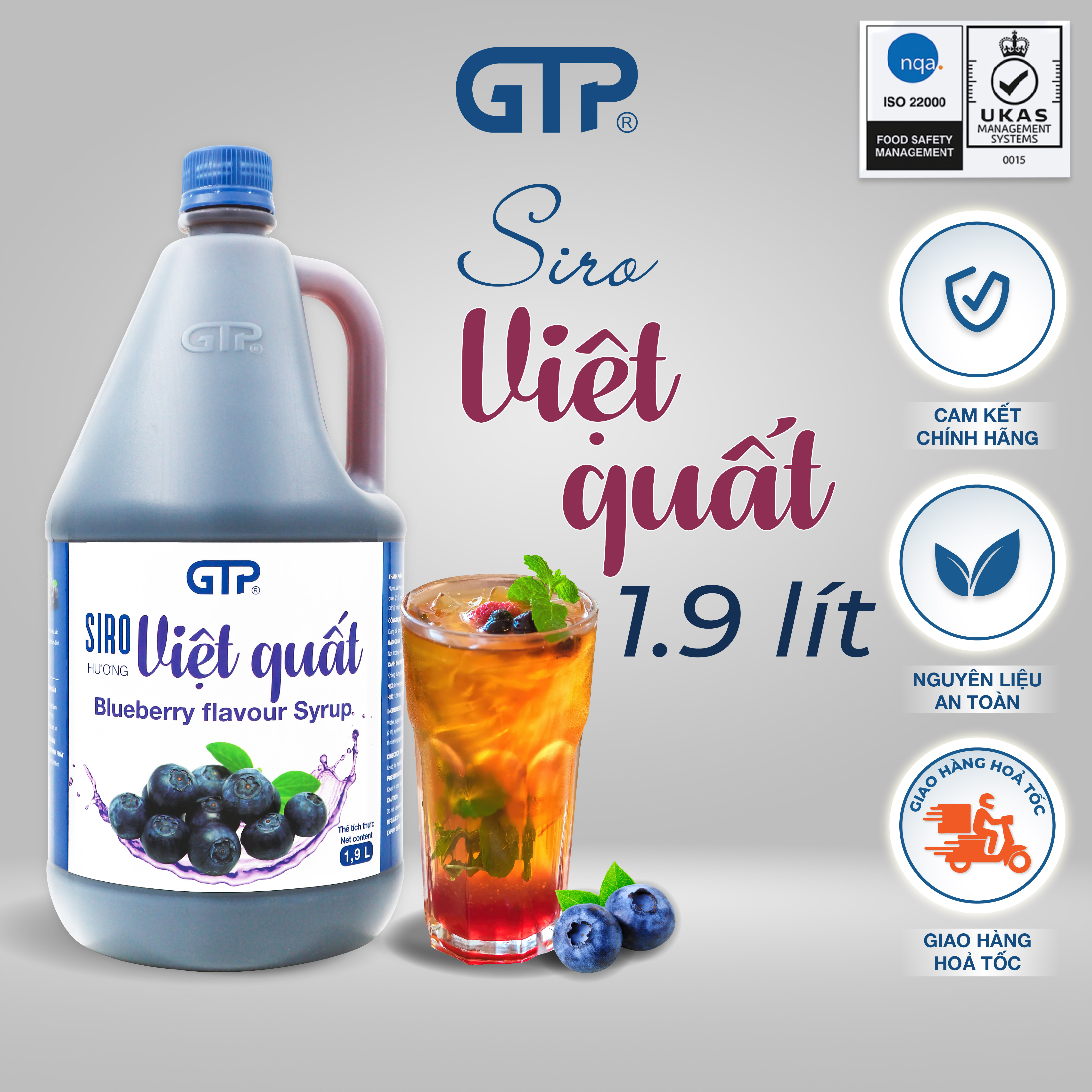 Syrup Việt Quất GTP 1,9L