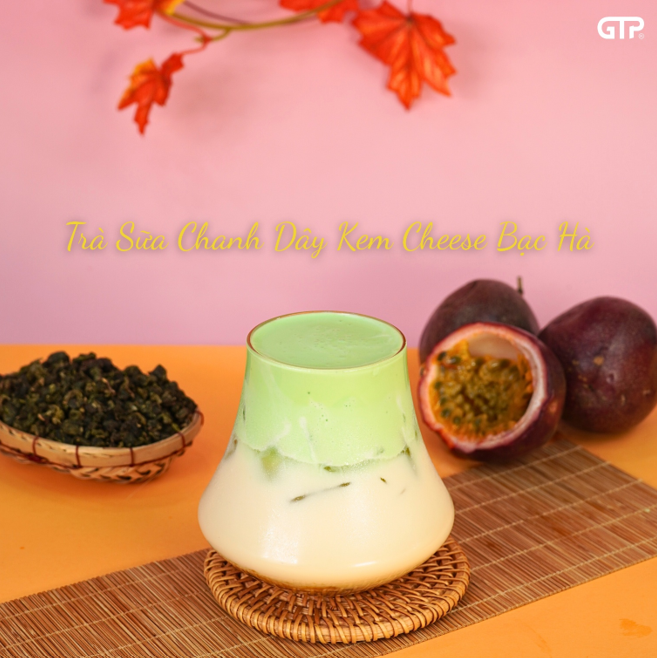 Trà sữa chanh dây kem cheese bạc hà