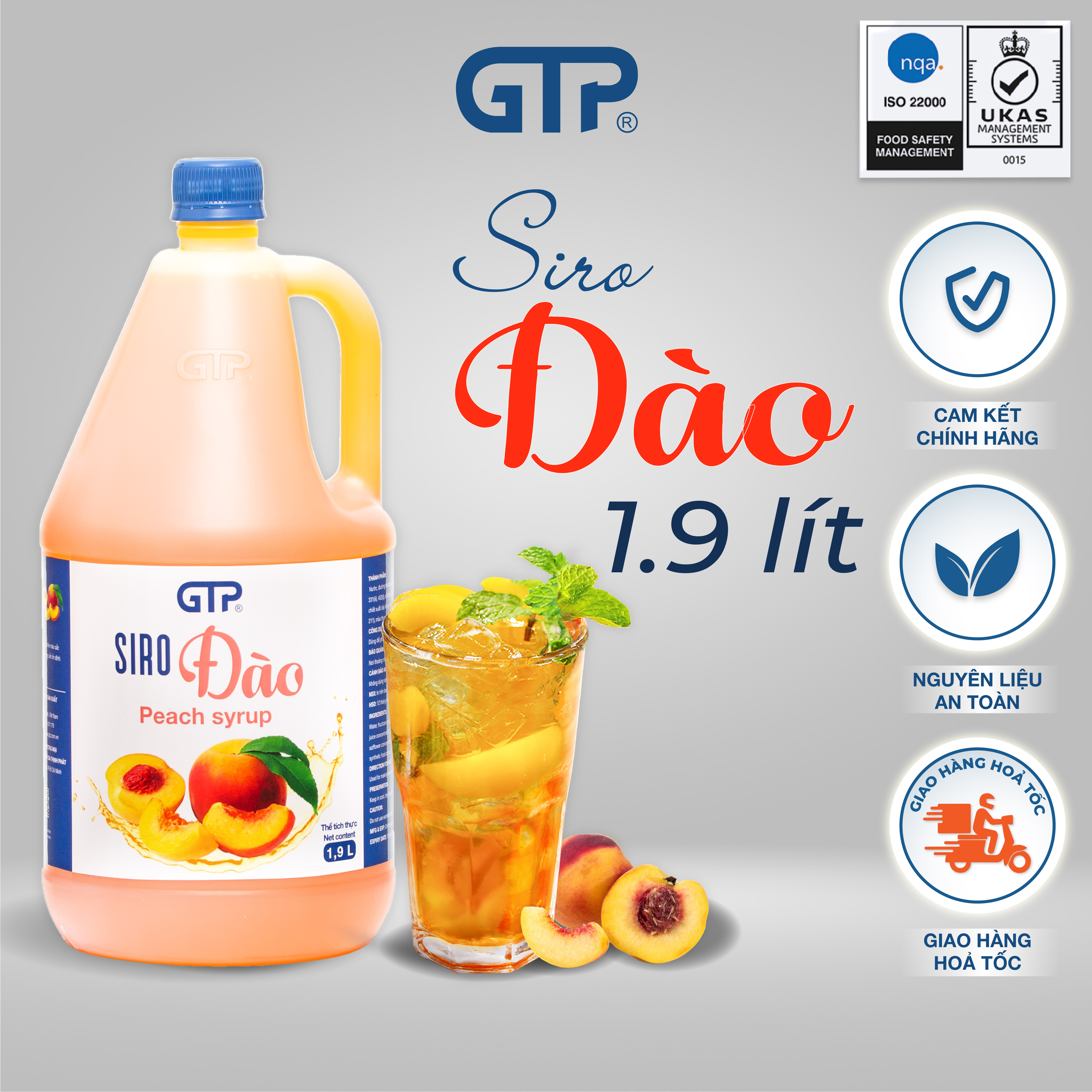 Siro Đào GTP (1.9L/chai)