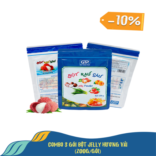 Combo 3 gói Bột Jelly hương Vải (200g/gói) Combo 3 gói Bột Jelly hương Vải (200g/gói)