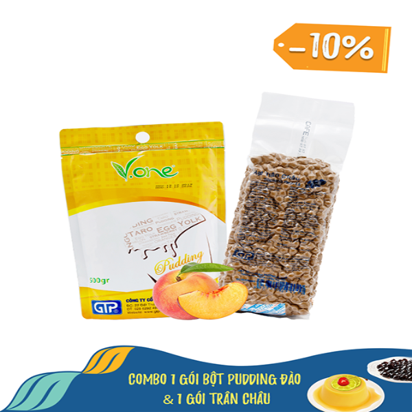 Combo 1 gói Bột pudding Đào & 1 gói Trân châu Combo 1 gói Bột pudding Đào & 1 gói Trân châu