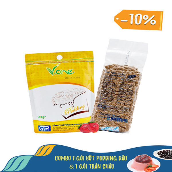 Combo 1 gói Bột pudding Dâu & 1 gói Trân châu Combo 1 gói Bột pudding Dâu & 1 gói Trân châu