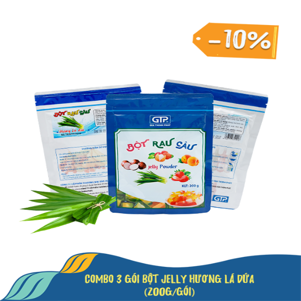 Combo 3 gói Bột Jelly Lá dứa (200g/gói) Combo 3 gói Bột Jelly Lá dứa (200g/gói)